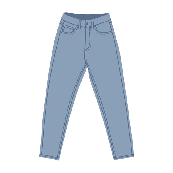 Pantalon Denim Bleu Jeans Taille Haute Femme Vue Face Vêtements — Image vectorielle