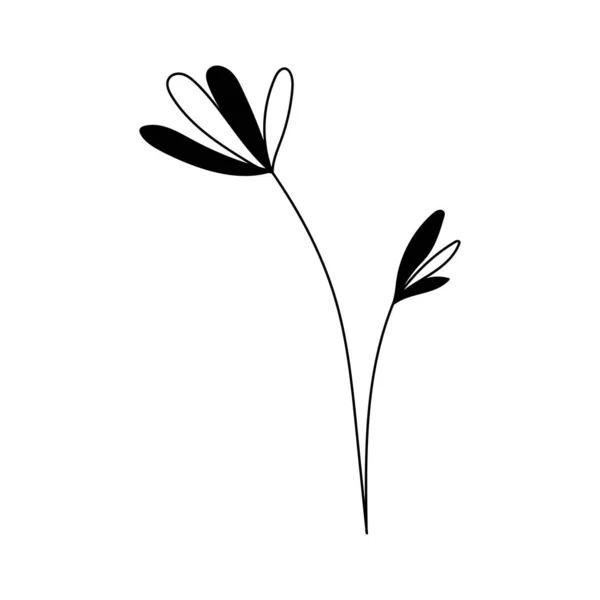 Illustration Flower Silhouette Twig Flowers Leaves Vector Illustration Floral Print — Vettoriale Stock
