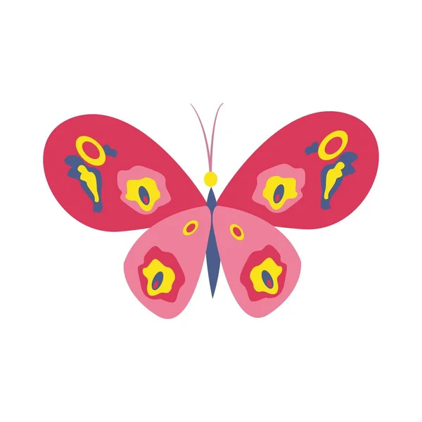 Borboleta Rosa Colorida Insetos Voadores Exóticos Ilustração Vetorial —  Vetores de Stock