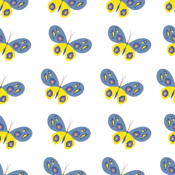 Bright butterflies seamless pattern. Insects with wings. Vector illustration.