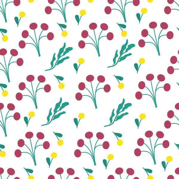 花のシームレスなパターン 葉や花 植物の背景 ベクターイラスト — ストックベクタ