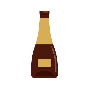 Şarap için cam şişe. Düz bir şekilde vektör illüstrasyonu. Beyaz arkaplandaki izole nesne.
