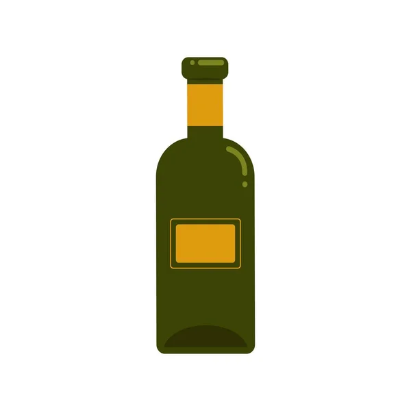 Glass Bottle Wine Vector Illustration Flat Style Isolated Object White — Stock Vector