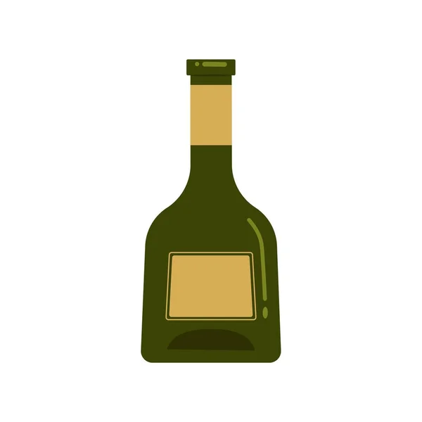 Glazen Fles Voor Wijn Vector Illustratie Platte Stijl Geïsoleerd Object — Stockvector