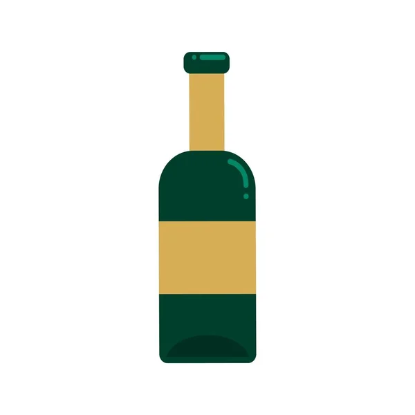 玻璃瓶的酒 向量图以平板格式显示 白色背景上的孤立物体 — 图库矢量图片