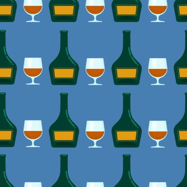 Şişe ve cam dikişsiz kalıp, alkollü vektör arkaplan