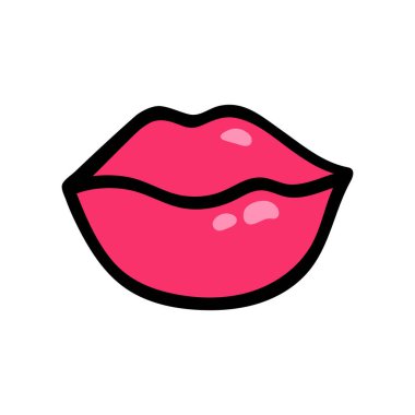 Vector female lips hand draw. Isolate lips in doodle style