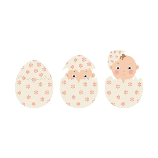 Human Baby Hatching Egg Embryo Development Evolution Vector Illustration — Stock Vector