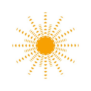 Grafiksel soyut güneş, Güneş sembolü, Astrolojik semboller, Vektör illüstrasyonu, Siluet. Vektör tasarım ögesi.