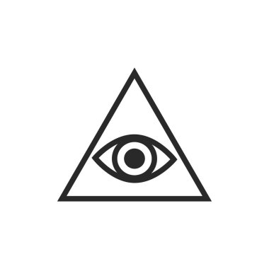 Üçgen vektör grafik çizgisi tarzında her şeyi gören göz, dövme tasarım unsuru, Ezoterik sembol izole edilmiş.
