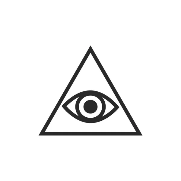 Allsehendes Auge Dreieck Vektorgrafik Linie Kunststil Tattoo Design Element Esoterisches — Stockvektor