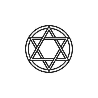 Çember çizgisi olan bir pentagram izole edildi. Vektör ögesi, Grafik tasarım dövmesi.
