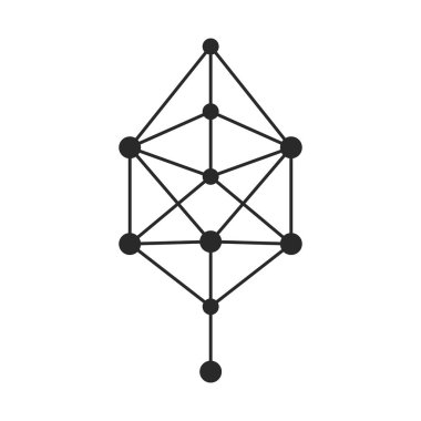 Bileşim ve atomların grafik elementi izole edildi. Soyut takımyıldız, grafik sembol logosu veya dövmesi.