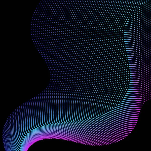 从渐变中的彩色圆点抽象波状背景 技术和科学3D可视化 — 图库矢量图片