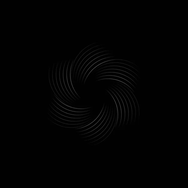 螺旋线到中心 矢量标志元素 相机快门设计 黑色上的未来主义几何形状 — 图库矢量图片