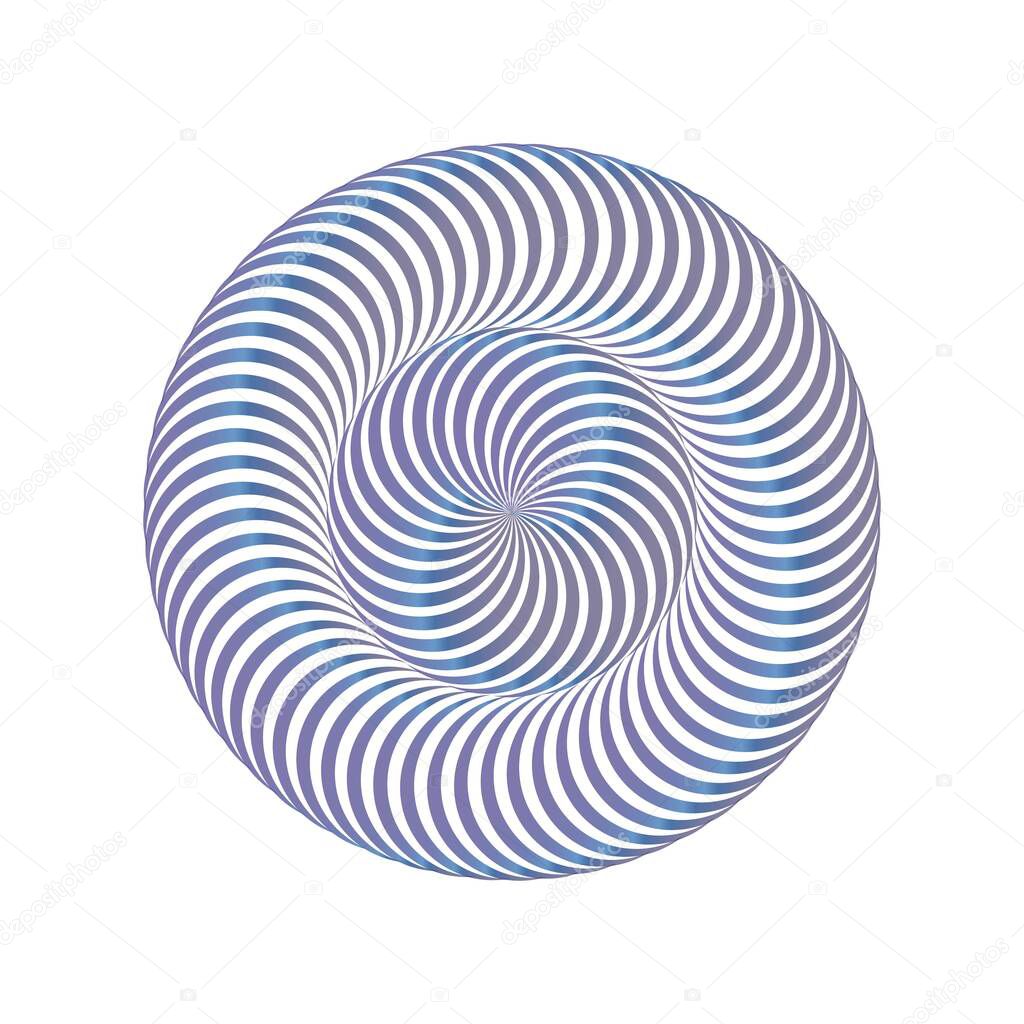 3D twisted gradient spirals. Tunnel geometry with lines. Abstract technology circle in a spiral. Vector illustration.