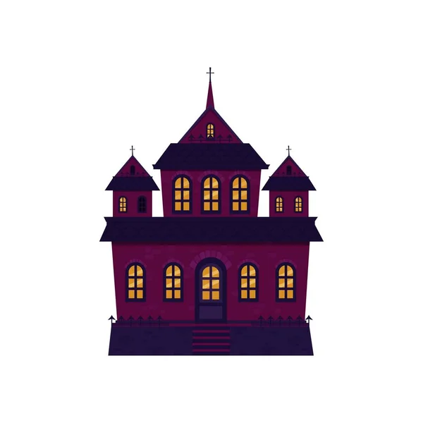 Casa Del Castillo Halloween Aislado Arquitectura Estrella Del Palacio Oscuro — Vector de stock
