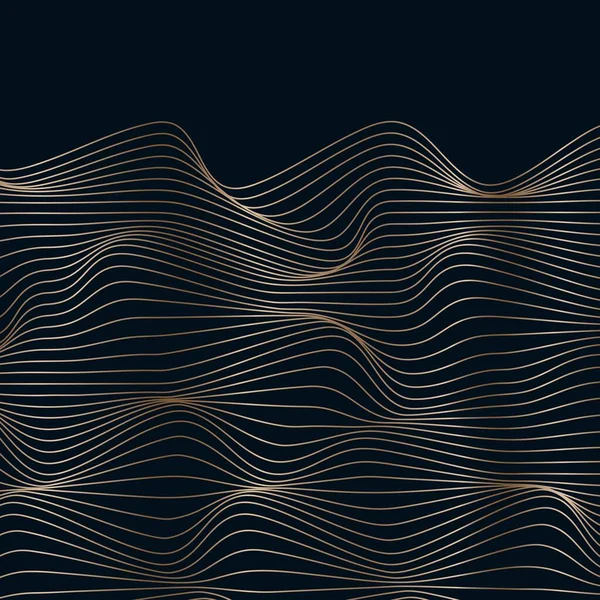 Linear Golden Abstract Waves Vector Design Banner Poster Minimalist Modern — Stock Vector