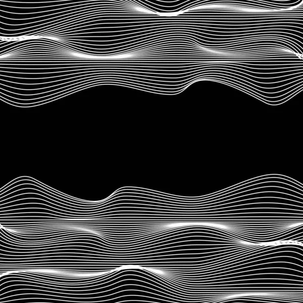 深色背景下的线性抽象波 矢量横幅边框 — 图库矢量图片