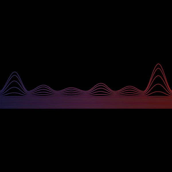 Κυματοειδείς Κλίσεις Του Ηχητικού Κύματος Ραδιοσυχνότητα Αφηρημένο Γεωμετρικό Σχήμα Μαύρο — Διανυσματικό Αρχείο
