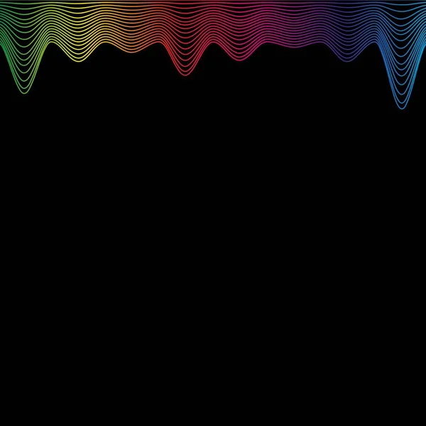 彩虹线边框 模板横幅最新的技术声音在黑色上震动 矢量说明 — 图库矢量图片