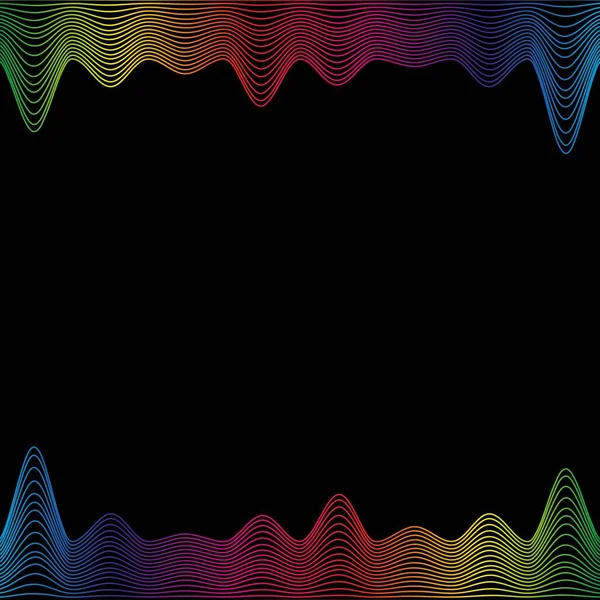 Rainbow Waves Line Border Template Banner Latest Technology Sound Vibrations — Stock Vector