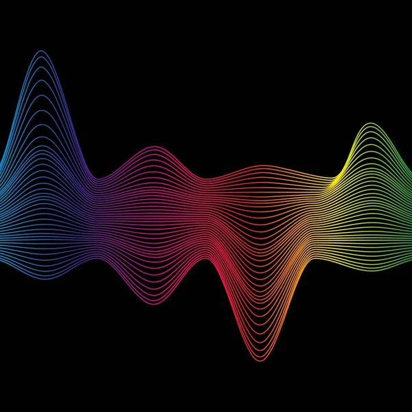 Κυματοειδείς Κλίσεις Του Ηχητικού Κύματος Ραδιοσυχνότητα Αφηρημένο Γεωμετρικό Σχήμα Μαύρο — Διανυσματικό Αρχείο