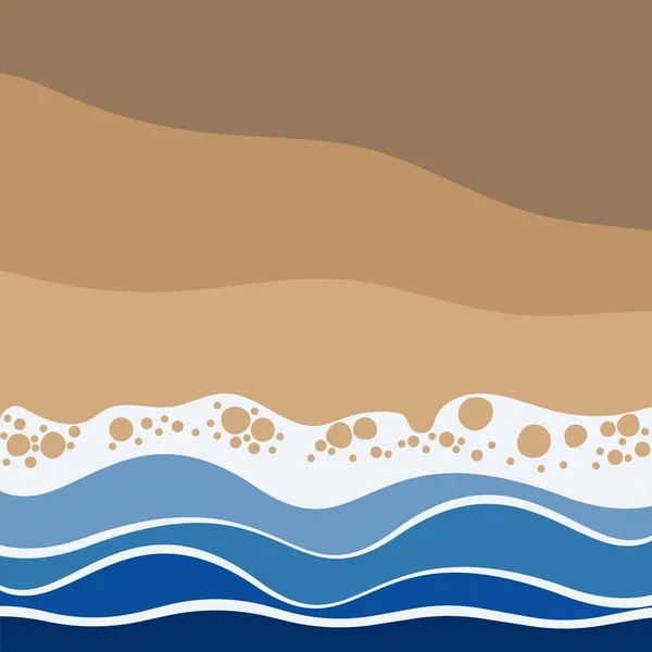 Meereswellen Sandstrand Von Oben Gesehen Sommer Strand Hintergrund Vektor Vorlage Stockillustration