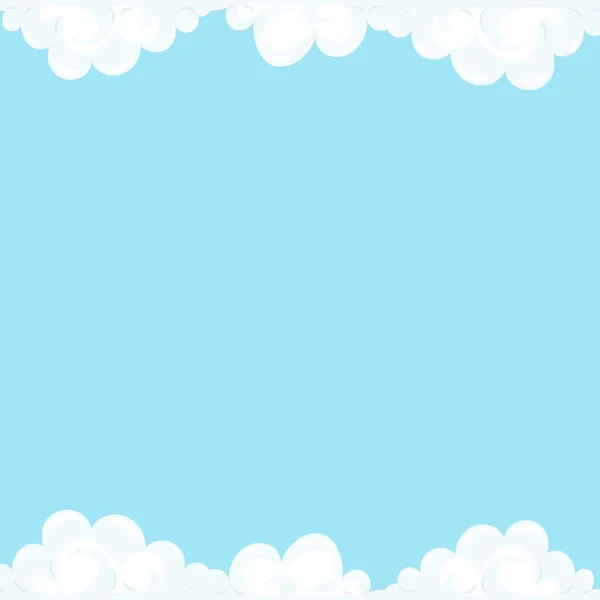 Achtergrond Frame Cartoon Wolken Blauwe Lucht Wordt Omlijst Door Witte — Stockvector