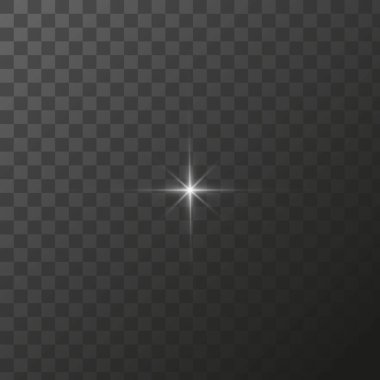 Parlayan yıldız ışınları parlayan parçacıklar. Şeffaf bir arkaplanda vektör özel efekti.