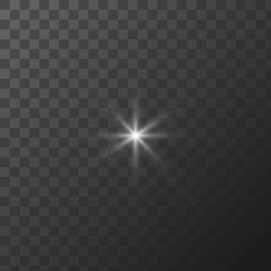 Parlayan yıldız ışınları parlayan parçacıklar. Şeffaf bir arkaplanda vektör özel efekti.