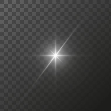 Parlayan yıldız ışınları parlayan parçacıklar. Şeffaf bir arkaplanda vektör özel efekti.