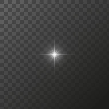 Parlayan yıldız ışınları parlayan parçacıklar. Şeffaf bir arkaplanda vektör özel efekti.