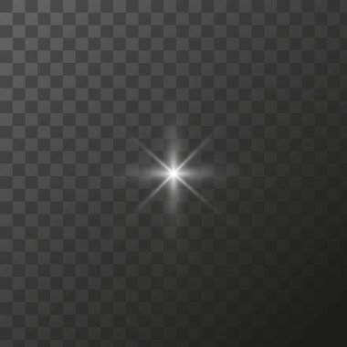 Parlayan yıldız ışınları parlayan parçacıklar. Şeffaf bir arkaplanda vektör özel efekti.