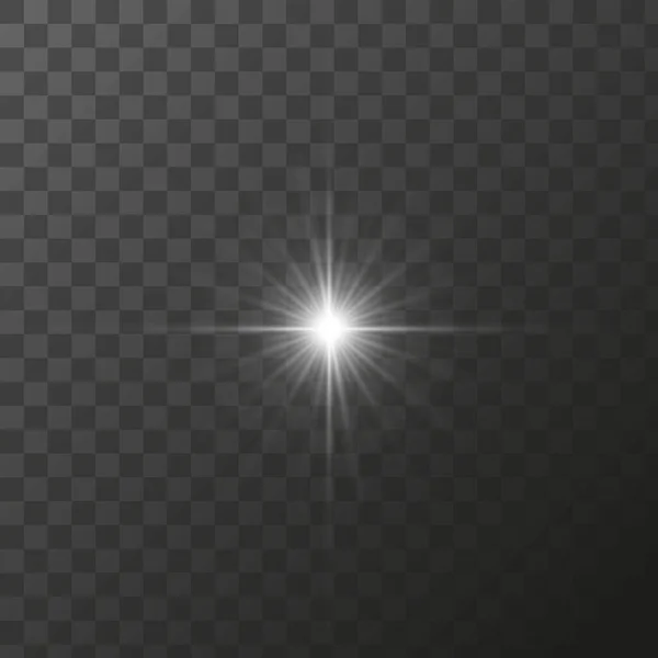 Glänsande Stjärnljus Strålar Glödande Partiklar Vektor Speciell Effekt Transparent Bakgrund Stockvektor