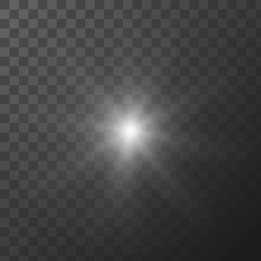 Parlayan yıldız ışınları parlayan parçacıklar. Şeffaf bir arkaplanda vektör özel efekti.