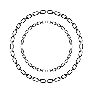 Zincir çerçeve yuvarlak şekil, Metal halkalar durmaksızın tekrarlanır, Vektör illüstrasyonu izole edilir.