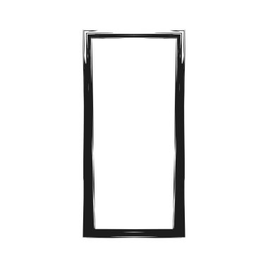 Grunge dikdörtgen çerçeve damgası. Mürekkep boş kara kutu. Dikdörtgen kenarlı. Vektör illüstrasyonu beyaz arkaplanda izole edildi.