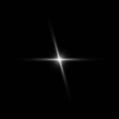 Siyah üzerine parlayan yıldız. Işık yanıp sönüyor. Parlak efektli şeffaf elementler.