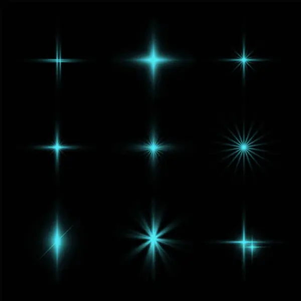 Glödande Ljus Effekt Utflytning Explosion Och Stjärnor Särskild Effekt Isolerad Stockvektor