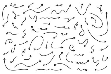 Siyah oklar işaretçi imleci, ok siluet simgeleri ve vektör ögesini beyaza yalıt.