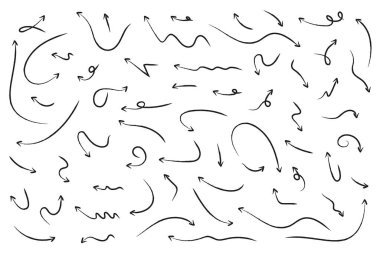 Siyah oklar işaretçi imleci, ok siluet simgeleri ve vektör ögesini beyaza yalıt.