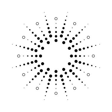 Havai fişekler. Klasik güneş patlaması. Patlayan güneş ışınları. Logotype ya da harf tasarım elemanı. Radyal günbatımı ışınları. Vektör illüstrasyonu.