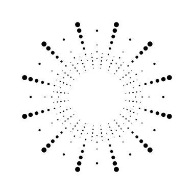 Havai fişekler. Klasik güneş patlaması. Patlayan güneş ışınları. Logotype ya da harf tasarım elemanı. Radyal günbatımı ışınları. Vektör illüstrasyonu.