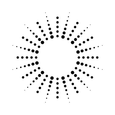 Havai fişekler. Klasik güneş patlaması. Patlayan güneş ışınları. Logotype ya da harf tasarım elemanı. Radyal günbatımı ışınları. Vektör illüstrasyonu.