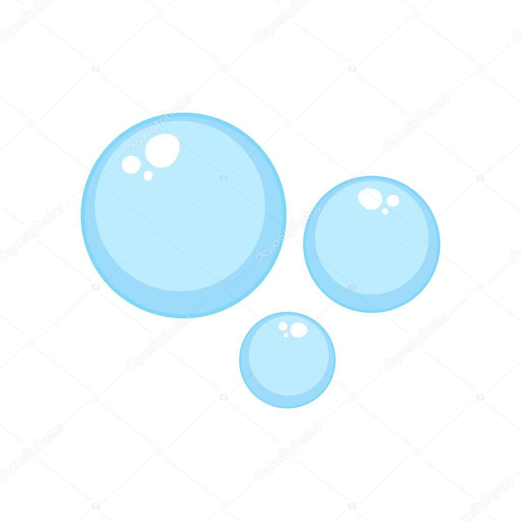 Air bubbles flat, soap foam oxygen bubbles, vector design elements isolate.