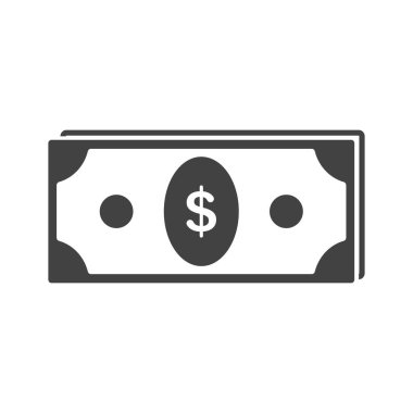 Banknotlar nakit para ikonları. Para birimi fatura silueti. Vektör tasarım ögeleri izole.