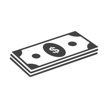 Banknotlar para yığını ikonları. Para birimi banknotları silueti. Vektör tasarım ögeleri izole.