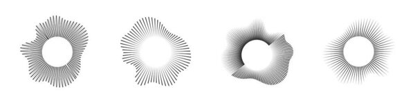 Звуковые волны эквалайзер, радиочастотные круговые звуковые волны. Элементы векторного дизайна изолируют.