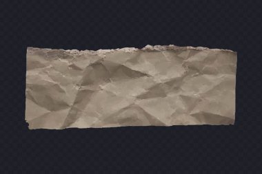 Buruşuk kraft kağıdı, buruşuk Kraft kağıdı parçaları, kahverengi parşömen kırıntıları, Vektör illüstrasyonu..